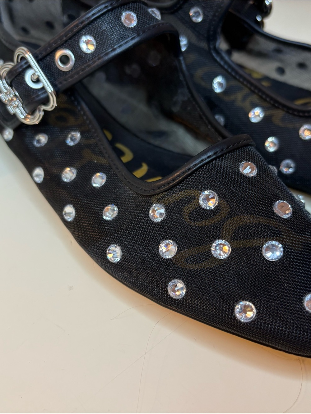 Sam Edelman Black Crystal Michaela Shine Mary Jane Flats | Size 8 1/2 - Picture 3 of 12